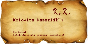 Kolovits Kasszián névjegykártya